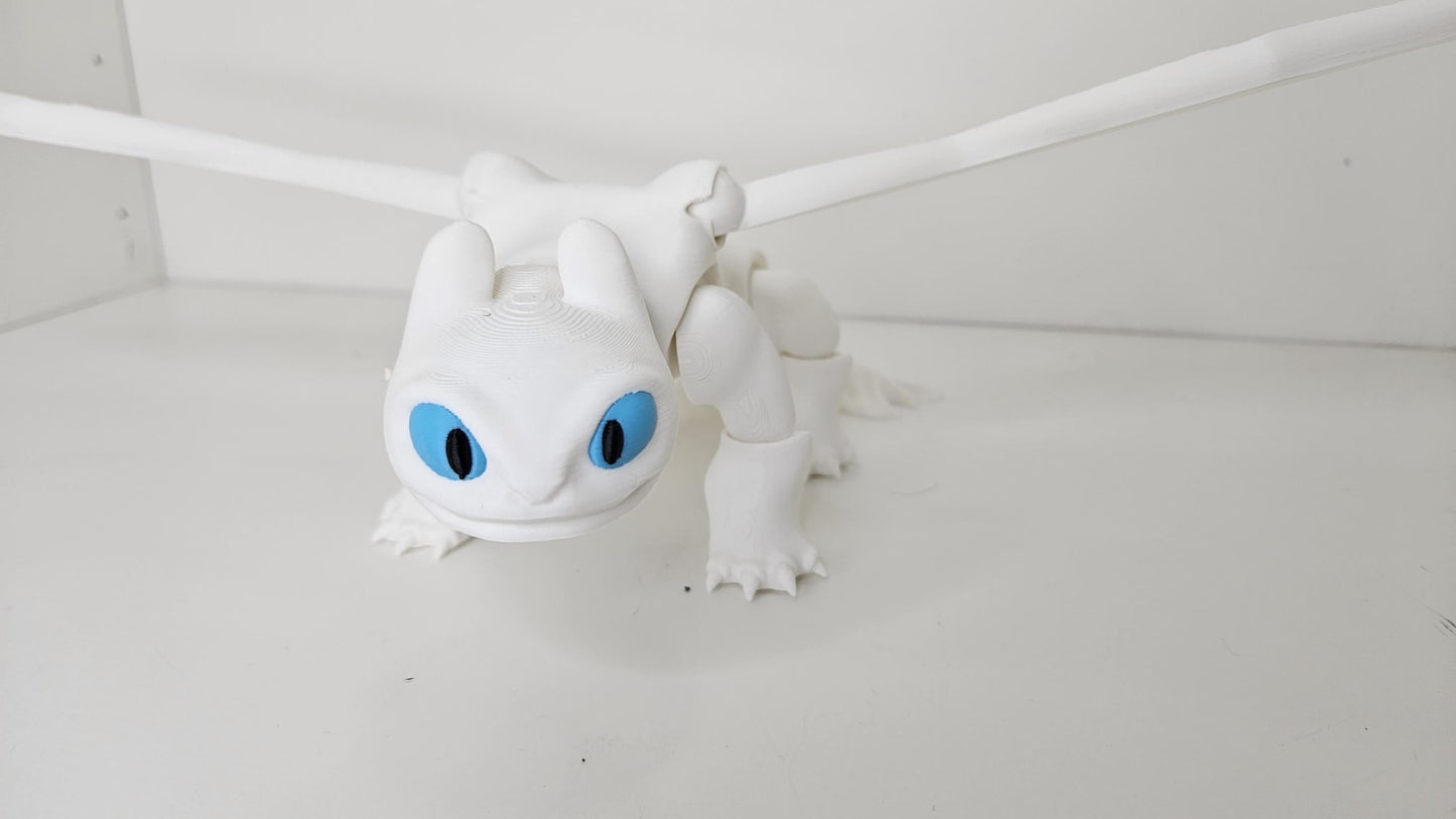 3D Printed Light Fury – Articulated Dragon Figurine | How to Train Your Dragon
