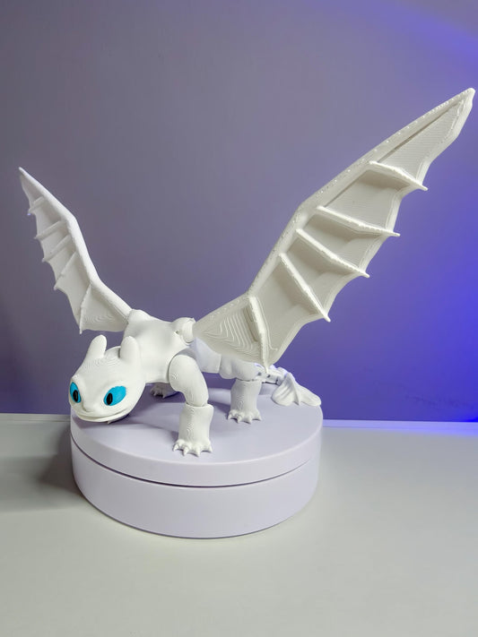 3D Printed Light Fury – Articulated Dragon Figurine | How to Train Your Dragon