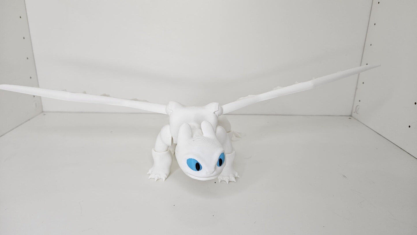 3D Printed Light Fury – Articulated Dragon Figurine | How to Train Your Dragon