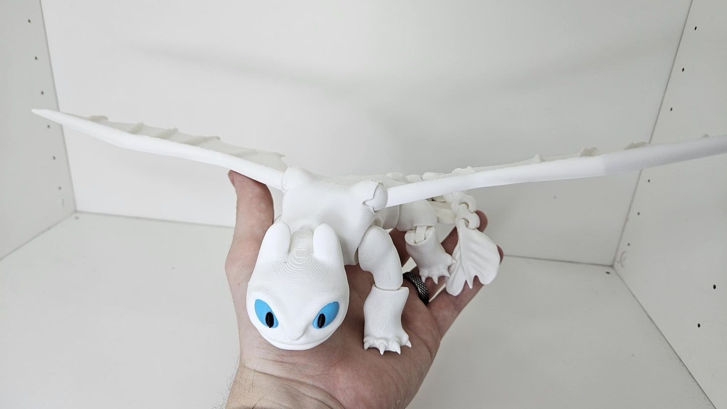 3D Printed Light Fury – Articulated Dragon Figurine | How to Train Your Dragon