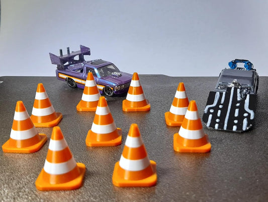 3D Printed Miniature Traffic Cones | Display minis| set of 10