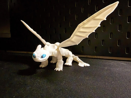 3D Printed Light Fury – Articulated Dragon Figurine | How to Train Your Dragon