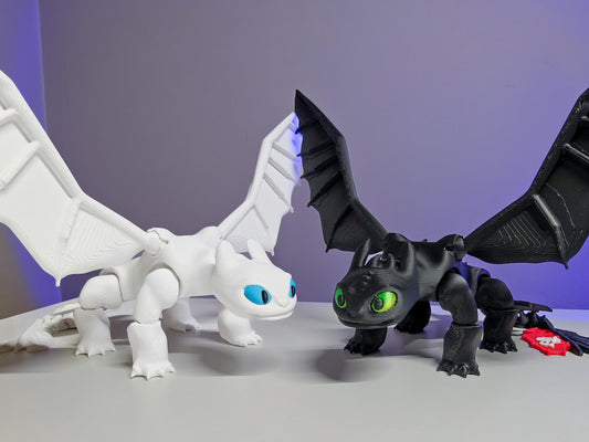 3D Printed Night Fury & Light Fury Combo – Articulated 3D Printed Dragons | How to Train Your Dragon