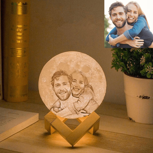 3D Printed Moon Lamp – Your Photo, Your Words – Personalized Night Light